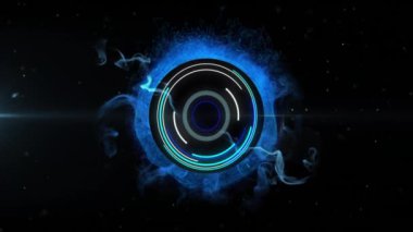 Kapsam taraması animasyonu ve siyah arkaplan üzerinde dijital veri işleme. Dijital olarak oluşturulmuş küresel bağlantılar, hesaplama ve veri işleme kavramı.