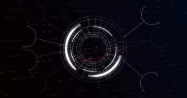 Diyagramlar ve veri işleme üzerinde tarama alanının animasyonu. Teknoloji ve dijital arayüz kavramı dijital olarak oluşturuldu.