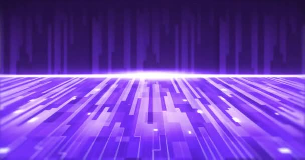 紫色の背景に紫色のラインを落下させるアニメーション パターン デジタルインターフェースのコンセプトをデジタル生成したビデオ — ストック動画