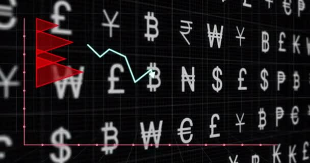 Animatie Van Valuta Financiële Gegevensverwerking Zwarte Achtergrond Wereldwijd Financieel Bedrijfs — Stockvideo