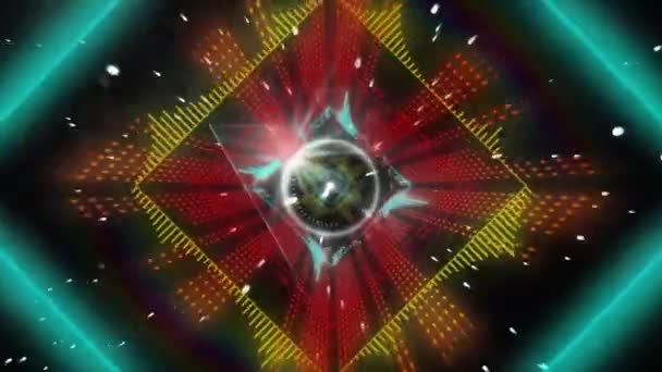 Animatie Van Kleurrijke Vormen Bewegend Zwarte Achtergrond Vormen Lichtbeweging Achtergrondconcept — Stockvideo