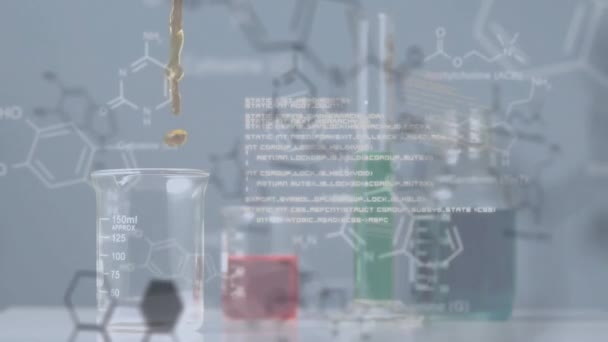 Animation Elements Data Processing Chemical Pouring Beaker Laboratory Science Chemistry — Stock Video