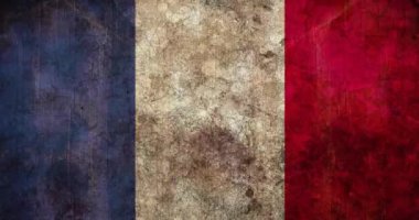 Fransa bayrağı üzerinde hareket eden siyah şekillerin animasyonu. Şekiller, şablon ve arkaplan konsepti, dijital olarak oluşturulmuş video.