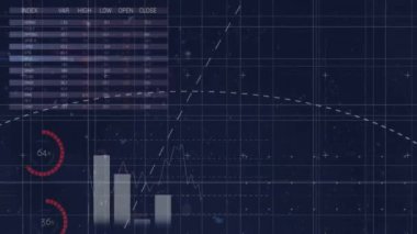 Siyah arkaplanda dijital veri işleme animasyonu. Küresel bağlantılar, hesaplama ve veri işleme kavramı, dijital olarak oluşturulmuş video.