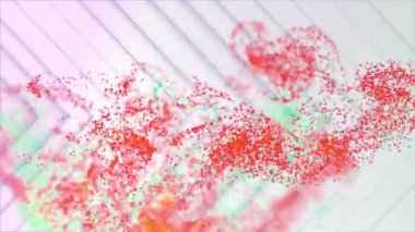 Beyaz arka plandaki karelerin üzerindeki kırmızı ve yeşil noktaların animasyonu. Şekiller, şablon ve arkaplan konsepti, dijital olarak oluşturulmuş video.