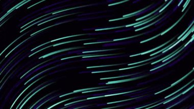 Siyah zemin üzerindeki ışık izlerinin animasyonu. Şekiller, şablon ve arkaplan konsepti, dijital olarak oluşturulmuş video.