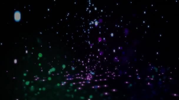 Animatie Van Kleurrijke Lichtvlekken Zwarte Achtergrond Vormen Patroon Achtergrond Concept — Stockvideo