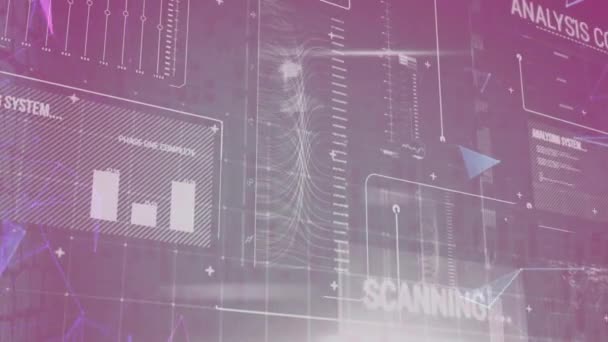 검은색 배경에서 텍스트 디지털 데이터 처리의 애니메이션 글로벌 사이버 컴퓨팅 — 비디오