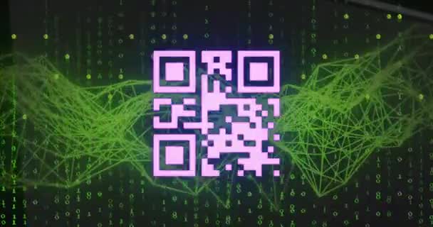 Animação Código Codificação Binária Processamento Dados Digitais Cibersegurança Global Conexões — Vídeo de Stock