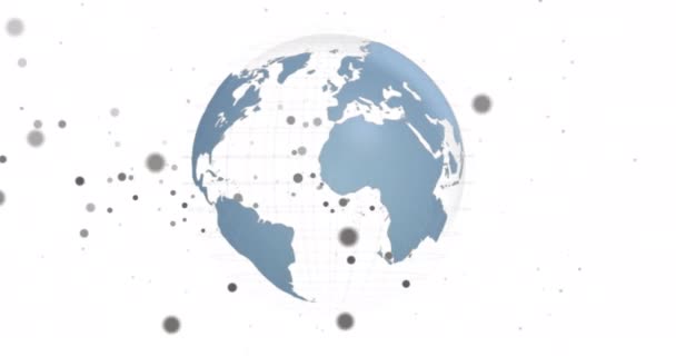 Animatie Van Het Netwerk Van Verbindingen Met Globe Witte Achtergrond — Stockvideo