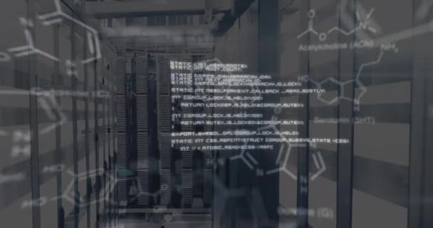Animace Chemického Vzorce Zpracování Dat Serverovně Globální Technologie Výpočetní Technika — Stock video