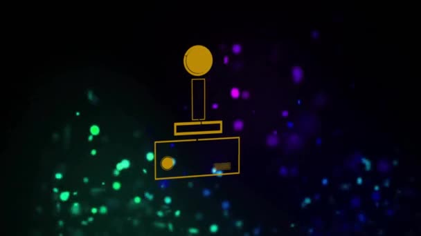 Animatie Van Video Game Joystick Gloeiende Vlekken Zwarte Achtergrond Mondiaal — Stockvideo