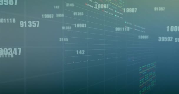 Animatie Van Gegevensverwerking Diagrammen Aandelenmarkt Mondiale Technologie Digitaal Interface Concept — Stockvideo