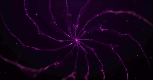 Animación Brillantes Senderos Luz Púrpura Moviéndose Sobre Fondo Negro Concepto — Vídeos de Stock