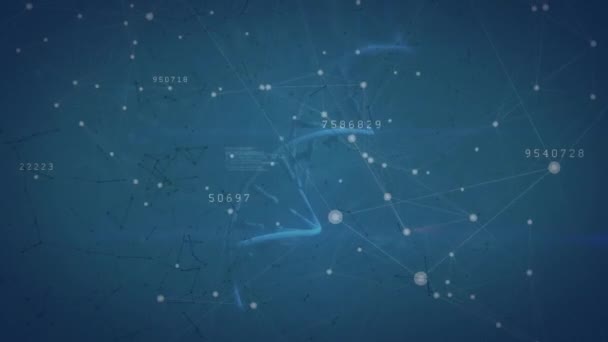 Mavi Arkaplandaki Dna Ipliği Üzerinde Veri Işleme Ağı Ile Bağlantıların — Stok video
