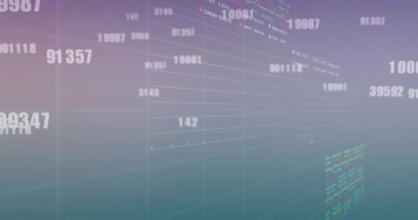 Animering Databehandling Över Diagram Och Aktiemarknad Globalt Koncept För Teknik — Stockvideo