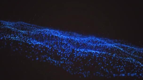 Siyah Arkaplandaki Mavi Işık Noktalarının Canlandırması Şekiller Şablon Arkaplan Konsepti — Stok video