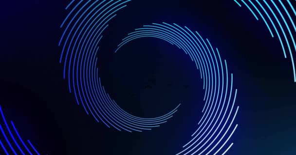 黒い背景に飛ぶコウモリと青いスパイラルスピニングのアニメーション ハロウィーン パターン 動きの概念 デジタル生成されたビデオ — ストック動画