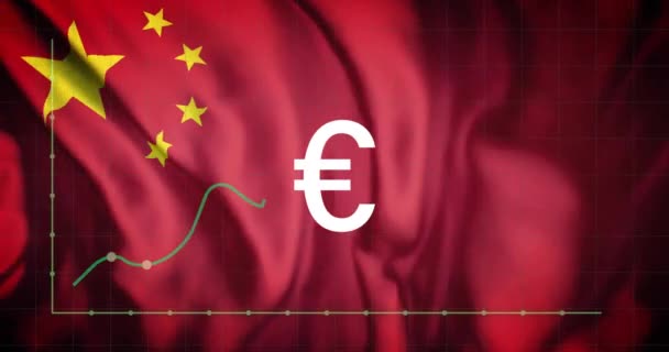 Animación Del Signo Moneda Del Euro Procesamiento Datos Financieros Sobre — Vídeo de stock