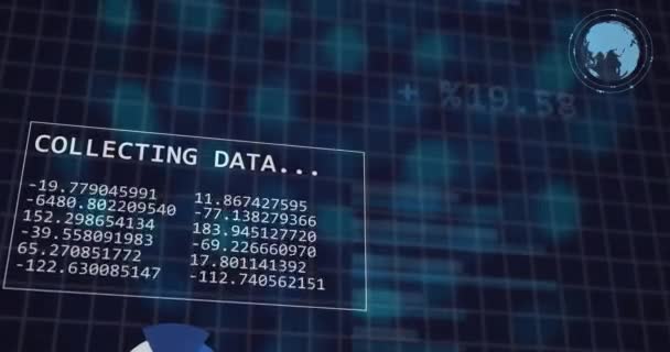 グリッド上の金融データ処理のアニメーション グローバルファイナンス ビジネス コネクション コンピューティング データ処理コンセプト デジタル生成ビデオ — ストック動画
