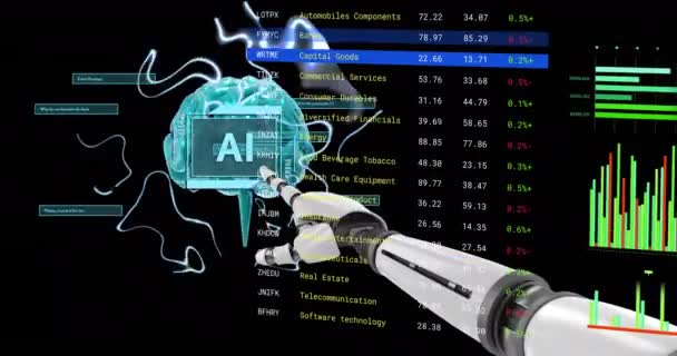 Animación Texto Ati Cerebro Procesamiento Datos Inteligencia Artificial Global Conexiones — Vídeos de Stock