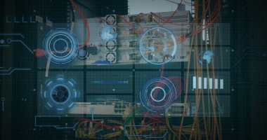 Küre ve bağlantı ağlı metin görüntüsü. Küresel dijital arayüz teknolojisi ve ağ oluşturma konsepti, dijital olarak oluşturulmuş görüntü.