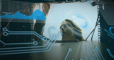 Küre ve bağlantı ağlı metin görüntüsü. Küresel dijital arayüz teknolojisi ve ağ oluşturma konsepti, dijital olarak oluşturulmuş görüntü.