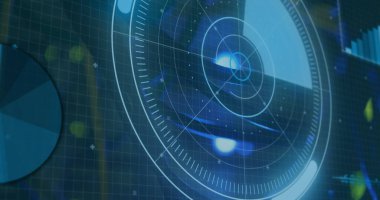 Sunucu odasında dijital arayüz ve veri işleme görüntüsü. Küresel iş, finans, veri işleme ve dijital arayüz kavramı, dijital olarak oluşturulmuş görüntü.