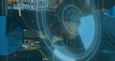 Küre ve bağlantı ağlı metin görüntüsü. Küresel dijital arayüz teknolojisi ve ağ oluşturma konsepti, dijital olarak oluşturulmuş görüntü.