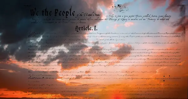 Image Numérique Constitution Écrite Des États Unis Déplaçant Dans Écran — Photo
