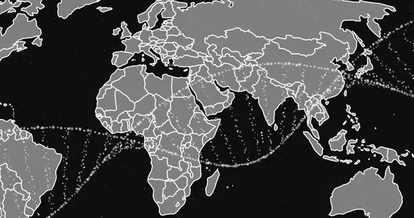 Imagem Fio Dna Sobre Mapa Mundo Ciência Global Pesquisa Conexões — Fotografia de Stock