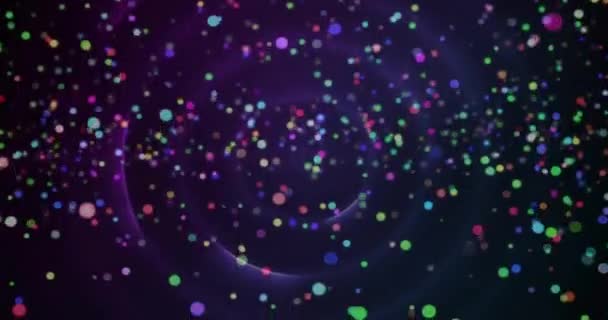 Анимация Красочных Пятен Движущихся Черном Фоне Концепция Социальных Сетей Цифрового — стоковое видео