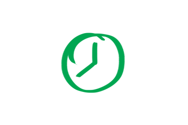 Saydam arkaplanda saatin yeşil çiziminin dijital png çizimi. İzole vektör ve zaman kavramı.