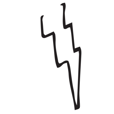 Şeffaf arkaplanda yıldırım şeklinin dijital png çizimi. İzole vektör, soyut, şekiller ve desenler.