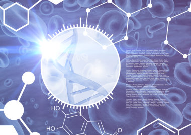 Saydam arkaplanda DNA ipliği ve bilimsel veri işlemesinin dijital png bileşimi. İzole vektör, bilim ve dijital arayüz.