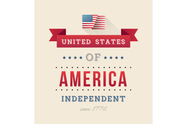 Saydam arkaplanda bağımsız günlük metin ve ABD bayrağının dijital png çizimi. İzole vektör, vatanseverlik ve kutlama konsepti.