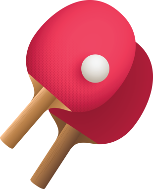 Şeffaf arkaplanda top olan masa tenisi raketlerinin dijital png çizimi. İzole görüntü, spor ve spor.