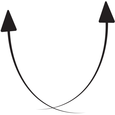 Şeffaf arkaplanda eğri okların dijital png çizimi. İzole görüntü, sembol ve şekil kavramı.