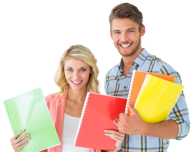 Beyaz tenli çiftin dijital png çizimi şeffaf arkaplan üzerine not defterleri tutuyor. İzole vektör, günlük ofis ve iş konsepti.