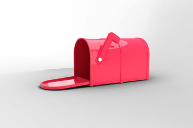 Şeffaf arka planda pembe posta kutusunun dijital png çizimi. İzole vektör, mesaj ve iletişim konsepti.