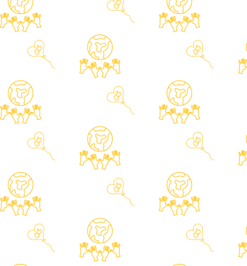 El, küre ve kalp balonunun dijital png çizimi şeffaf arkaplanda tekrarlandı. İzole görüntü, dünya günü, birlik ve ekoloji.