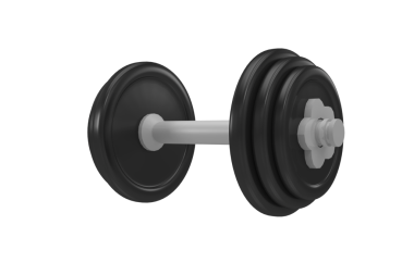 Şeffaf arkaplanda tek bir Blakc dambılının dijital png çizimi. İzole görüntü, spor ve spor salonu.