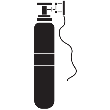 Şeffaf arka planda oksijen şişesinin dijital png çizimi. İzole vektör, güvenlik ve ögeler kavramı.