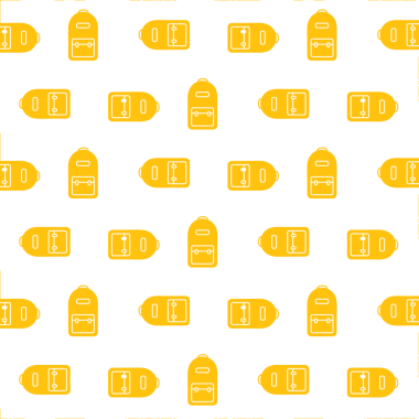 Şeffaf arkaplanda sarı sırt çantasının dijital png çizimi. İzole vektör, okul, model ve şekiller.