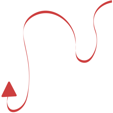 Şeffaf arkaplanda kırmızı kıvırcık uzun okun dijital png çizimi. İzole vektör, yön, rota, eğilim.