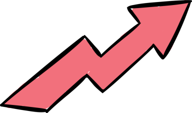 Saydam arkaplanda yukarı doğru giden kırmızı yıldırım okunun dijital png çizimi. İzole vektör, yön, artış ve ilerleme.