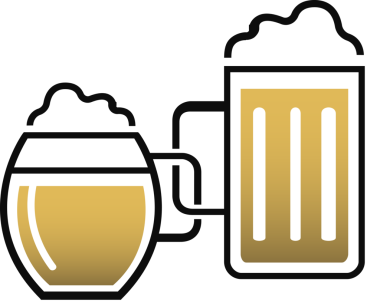 Şeffaf arkaplanda bira bardaklarının dijital png çizimi. İzole imaj, parti ve kutlama konsepti.