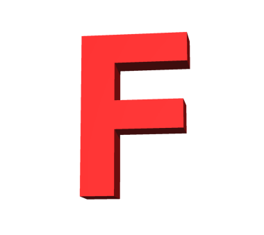 Şeffaf arkaplanda f harfinin dijital png çizimi. İzole görüntü, harf ve sembol kavramı.