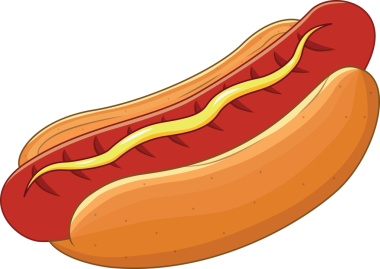 Şeffaf arka planda sosislinin dijital png çizimi. İzole vektör, yemek ve pişirme konsepti.