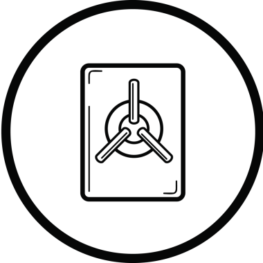 Şeffaf arka planda güvenli kapısı olan beyaz dairenin dijital png çizimi. İzole vektör, finans ve para.